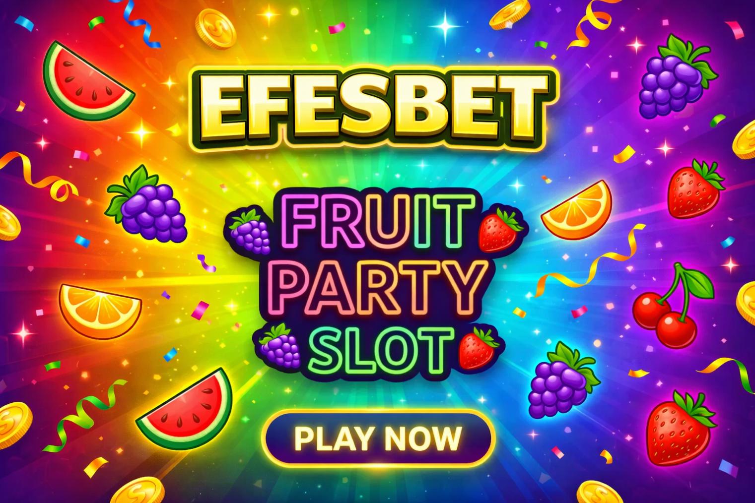 efesbet, Meyve Partisi oyununda renkli meyve kombinasyonları ve yüksek ödeme sembolleri