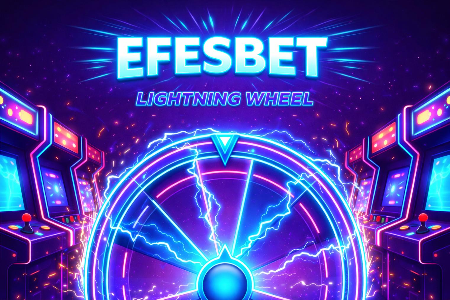 efesbet, Şimşek Çarkı oyununda enerji efektleriyle çevrili büyük ödül çarkı ve bonus alanları